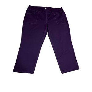 Lands End Serious Sweats Heavy Cotton Sweatpants 2X Plus Size purple w Pockets